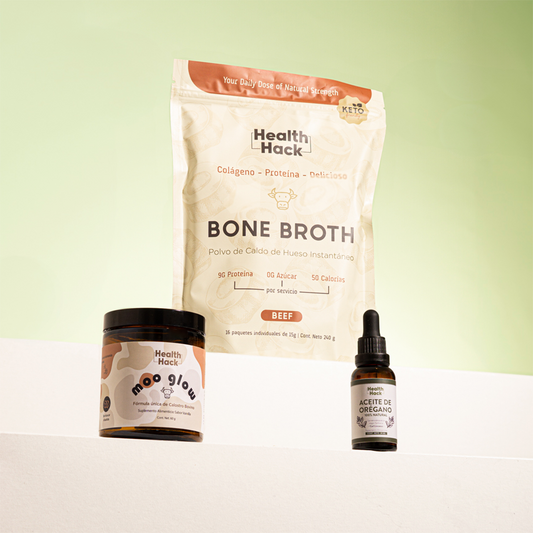 Inner Glow Pack - Bone Broth, Moo Glow, Aceite de Orégano